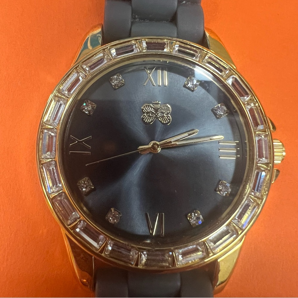 Curations Men's Watch Gold Gray Crystal Gem Elements Face Quartz Needs Battery
